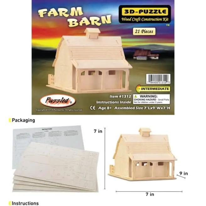 9eight5 3D Puzzle Farm Barn Farm Barn