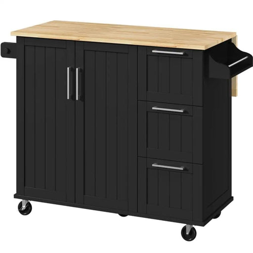 Kitchen Cart Kithen Trolley with Wood Top and Drop Leaf Breakfast Bar – view 1