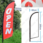 dealonline.co.nz dealonlinenz ‘OPEN’ 3.4M Doublesided Flag with Ground Drill Open 3.4M Double Sided Feather Banner Flag