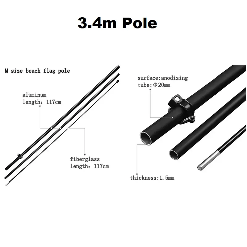 dealonline.co.nz dealonlinenz 3.4M POLE - for 2.4M Feather Banner Flag 3.4m Fiberglass Pole For 2.4m Feather Banner Flag