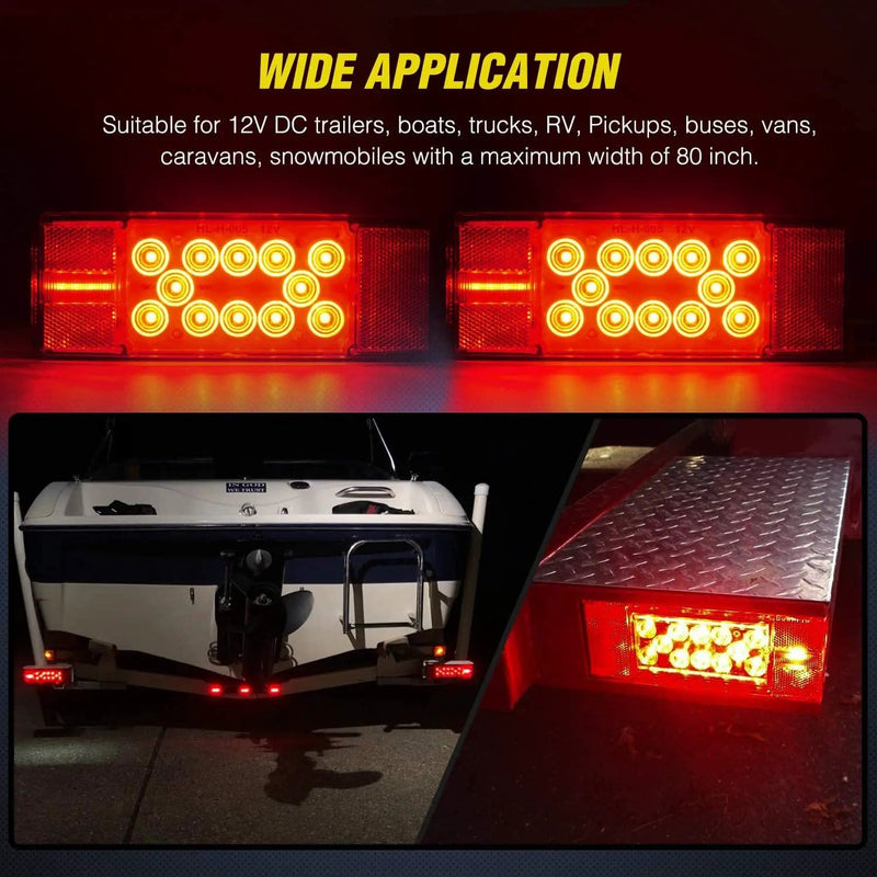 salelink.co.nz Unbranded 2PCS 12V Trailer Tail Lights 12V Trailer Tail Lights Kit 2Pcs Submersible