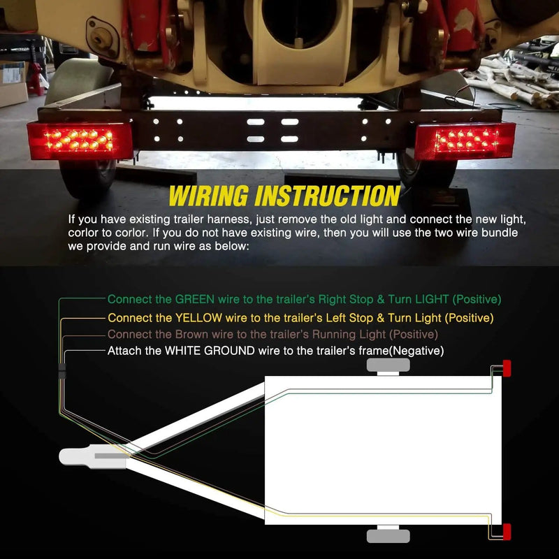 salelink.co.nz Unbranded 2PCS 12V Trailer Tail Lights 12V Trailer Tail Lights Kit 2Pcs Submersible
