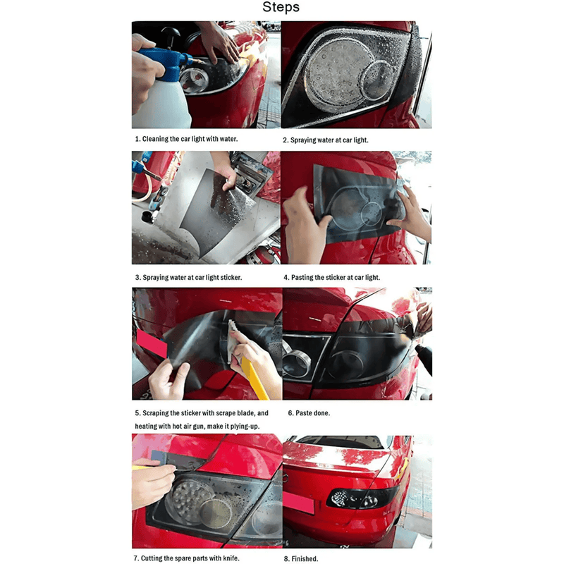 Car Headlight Tint Wrap Tail Fog Light Vinyl Wrap Kit 1Mx30CM – view 6