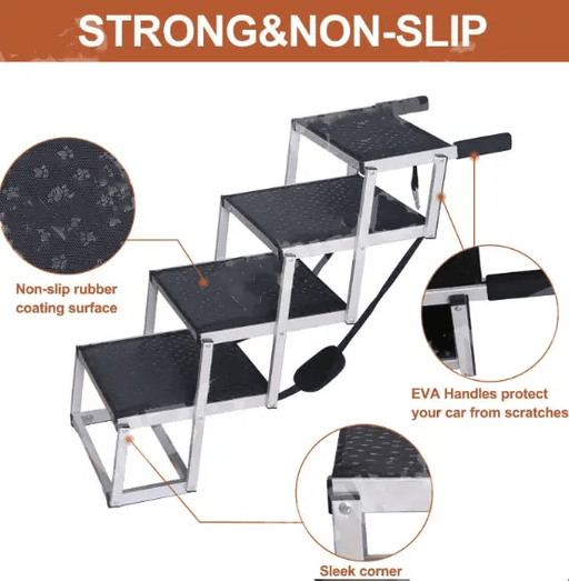 Adjustable Aluminum Dog Stairs Dog Ramp Pet Ladder – view 2