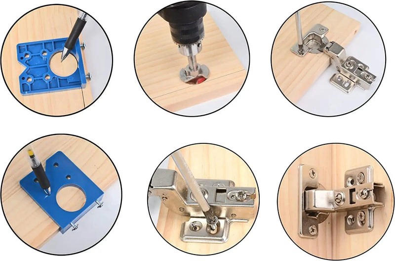 35mm Door Hinge Hole Saw Cutter Concealed Hinge Jig with Forstner Bits Positioner – view 4