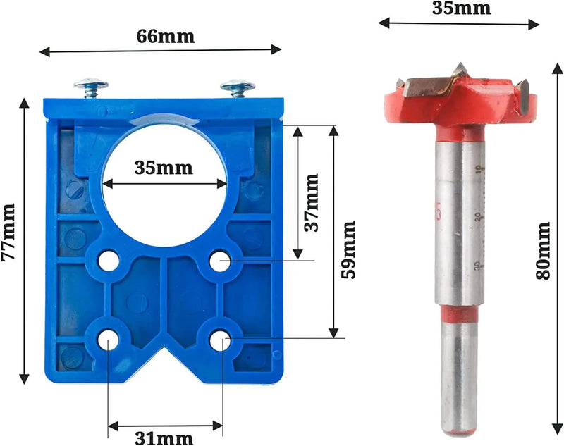 35mm Door Hinge Hole Saw Cutter Concealed Hinge Jig with Forstner Bits Positioner – view 2