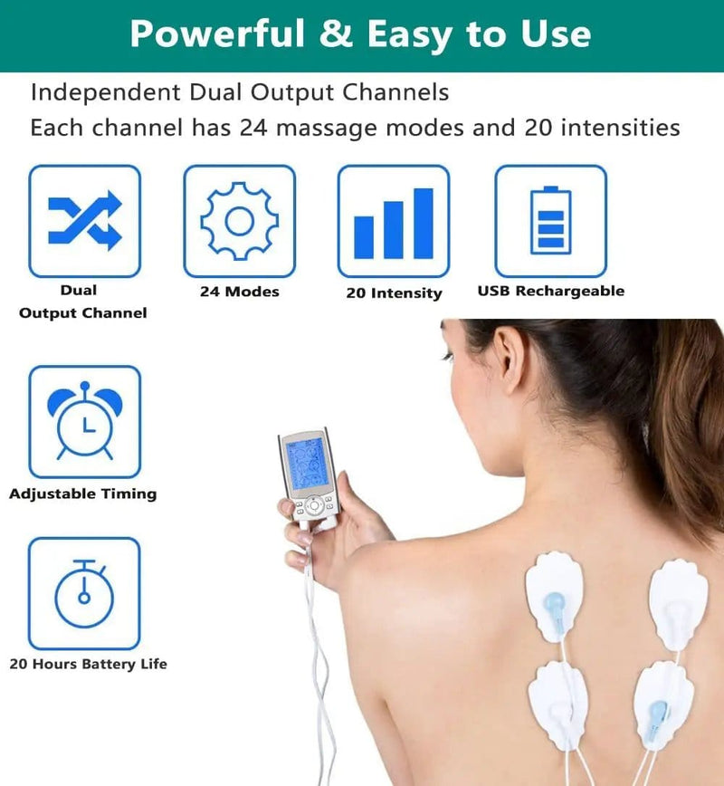 TENS Machine with 24 Massage Modes & 10 Pads – view 7