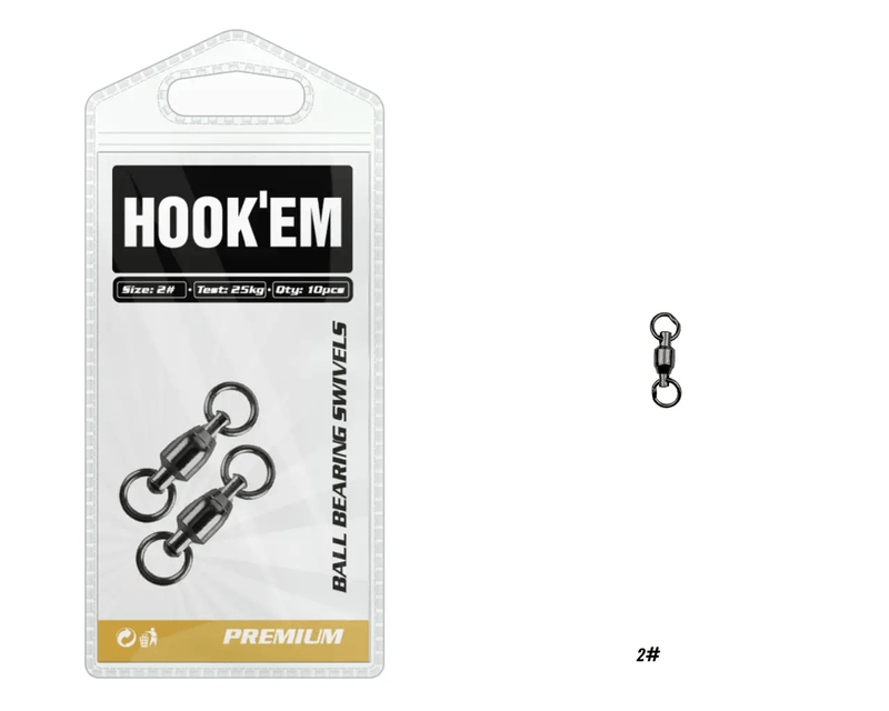 Hook Em Swivel With Two Solid Rings 7 Gauge Rating 100Kg Australian Made – view 3