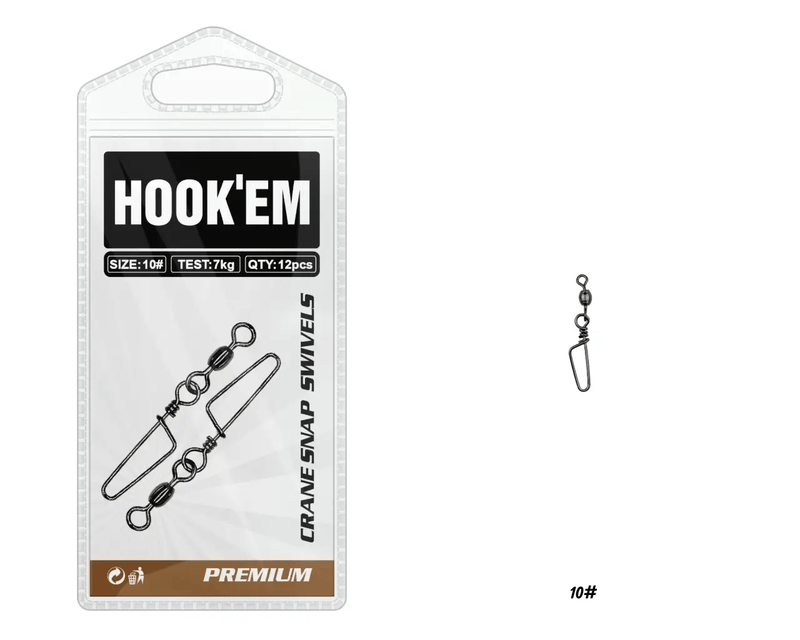 Hook Em Crane Snap Swivel 8 Pound Rating Australian Made Pack Of 12 – view 1