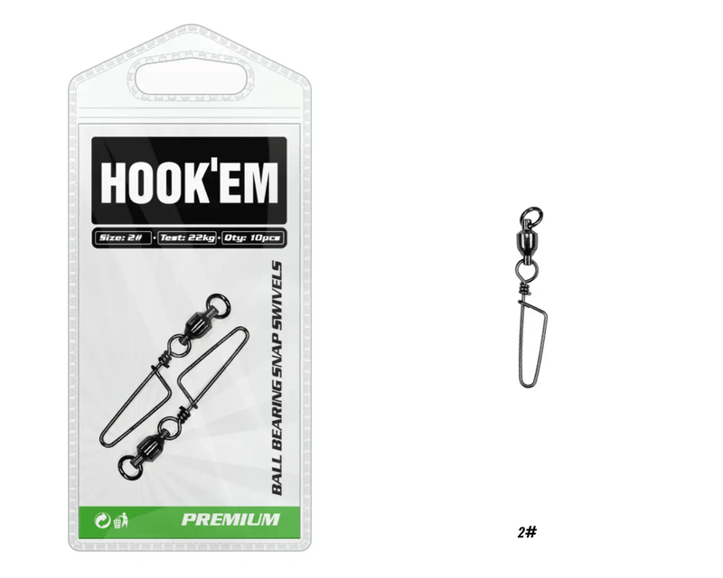 Hook Em Ball Bearing Snap Swivels Size 8 Tested 90kg Australian Made – view 3