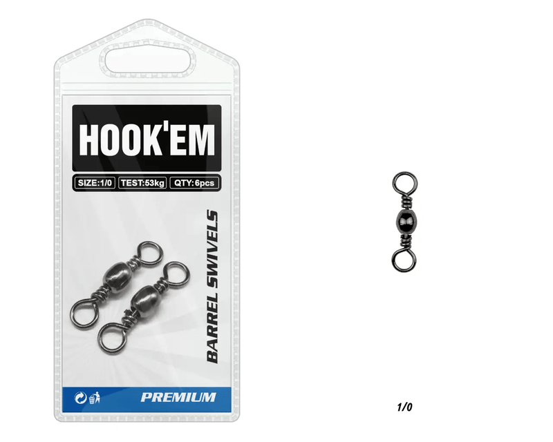 Hook Em Rolling Swivel 8lb Black Nickel Coated 17kg Rating Australian Made – view 1