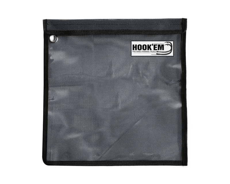 Hook Em Rigging Lure Pouch 32x32cm Black Velcro Top Australian Made