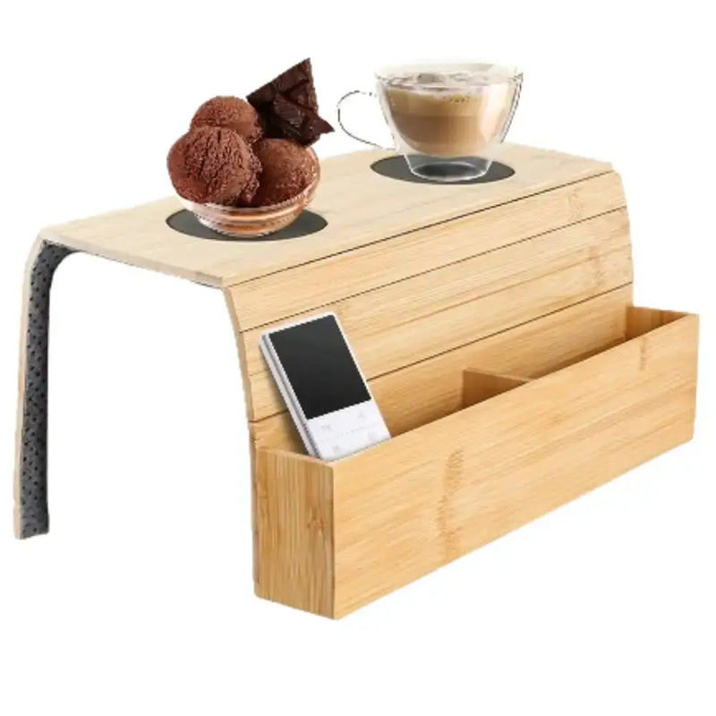 Foldable Bamboo Sofa Armrest Table with Cup Holder (2 colours available) – view 8