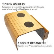 Foldable Bamboo Sofa Armrest Table with Cup Holder (2 colours available) – view 4