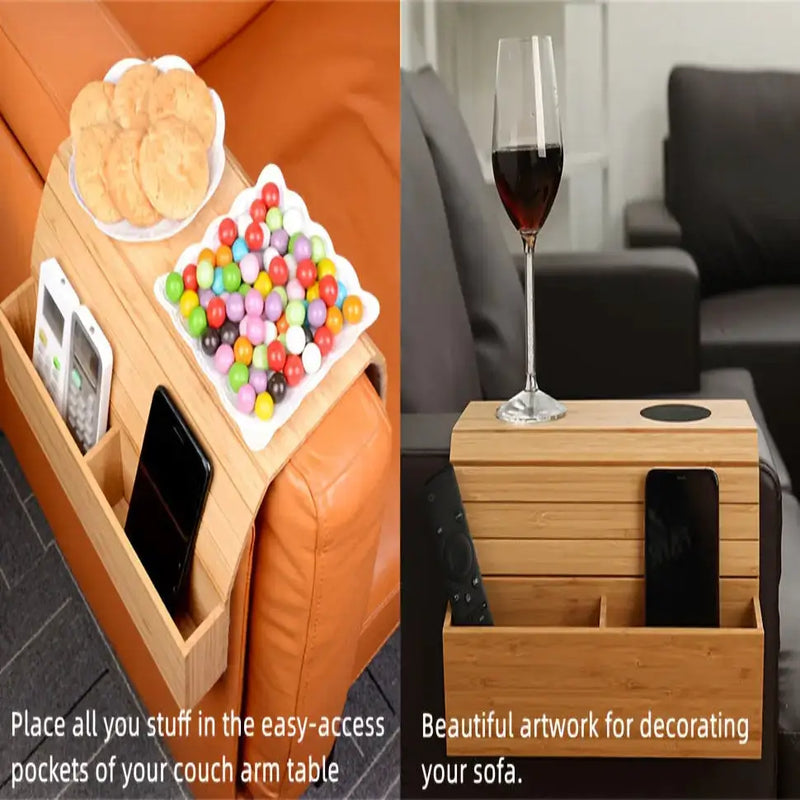 Foldable Bamboo Sofa Armrest Table with Cup Holder (2 colours available) – view 10