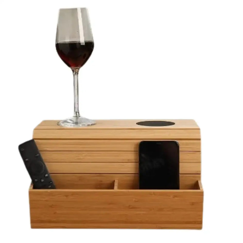 Foldable Bamboo Sofa Armrest Table with Cup Holder (2 colours available) – view 1