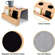 Foldable Bamboo Sofa Armrest Table with Cup Holder (2 colours available) – view 3