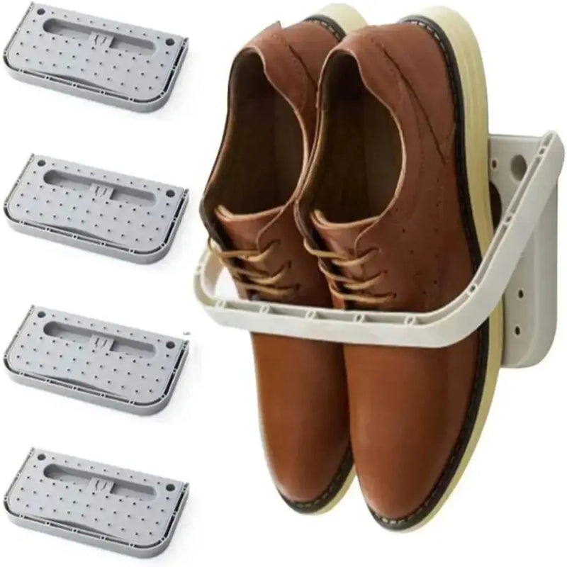 Habicare SS Folding Wall-Mount Shoe Organizer Rack (4PCS) Folding Wall-Mount Shoe Organizer Rack (4PCS)