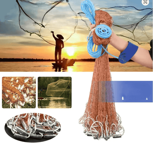 6FT x 1-00 inch AM Style Cast Net 4ply Brown – view 6