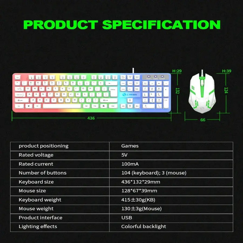 Habicare 9eight5 Gaming Keyboard & Mouse Combo – LED Backlight Gaming Keyboard & Mouse Combo – LED Backlight