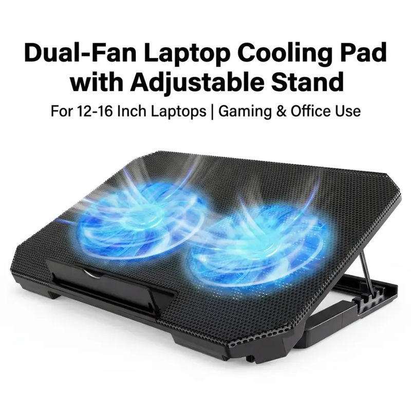 Gaming Laptop Cooling Pad with Dual Silent Fans & Adjustable Height – view 2