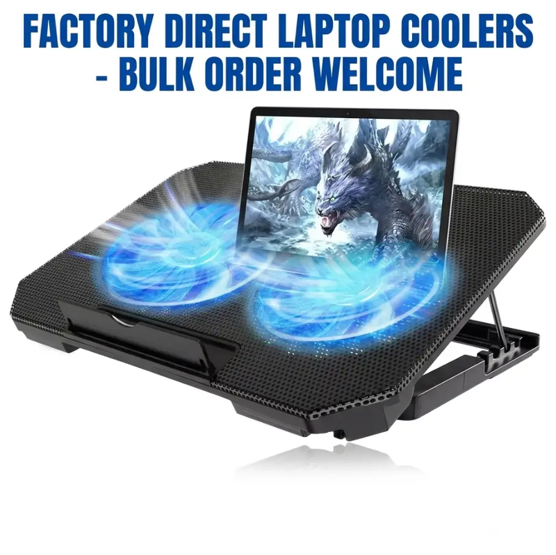 Gaming Laptop Cooling Pad with Dual Silent Fans & Adjustable Height – view 4
