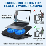 Gaming Laptop Cooling Pad with Dual Silent Fans & Adjustable Height – view 5