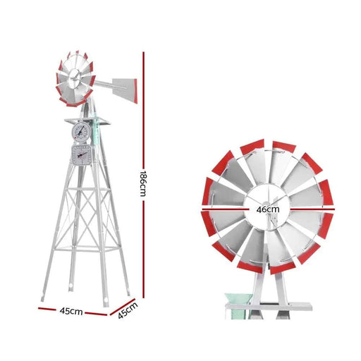 Garden Windmill 6FT 186cm Metal Ornaments Outdoor Decor Ornamental Wind Will – view 2