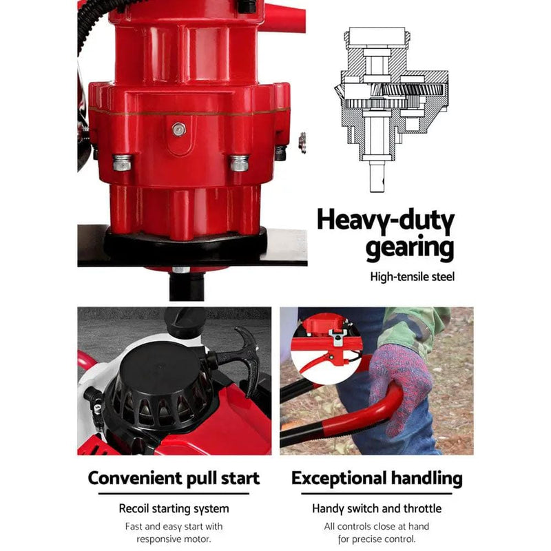 Giantz 80CC Petrol Post Hole Digger Motor Only Engine Red – view 4