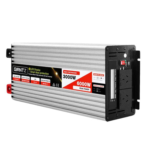 Giantz Power Inverter 3000W or 6000W Pure Sine Wave 12V-240V Camping Boat Caravan – view 1