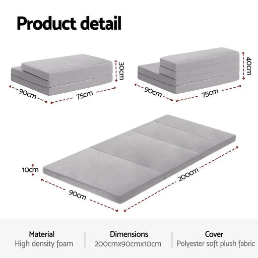 Giselle Foldable Mattress Folding Sofa Bed 4-fold Sleeping Camping Cushion Mat – view 2