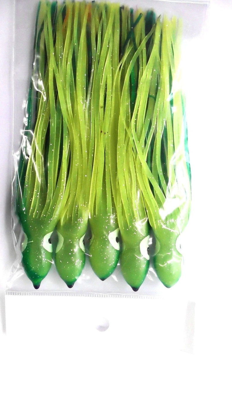 Sea fish Lure Octopus Skirt 6"  Green/Yellow  5pk Octopus Skirt Sea Fish Green Yellow 6in 5 Pack