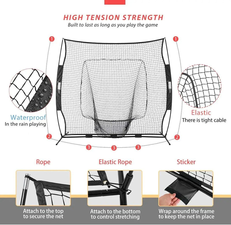 213x213cm Baseball Backstop Softball Practice Net with Carry Bag – view 2