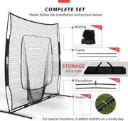 213x213cm Baseball Backstop Softball Practice Net with Carry Bag – view 3