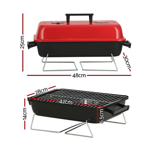 Grillz Charcoal BBQ Portable Grill Camping Barbecue Outdoor Cooking Smoker – view 2