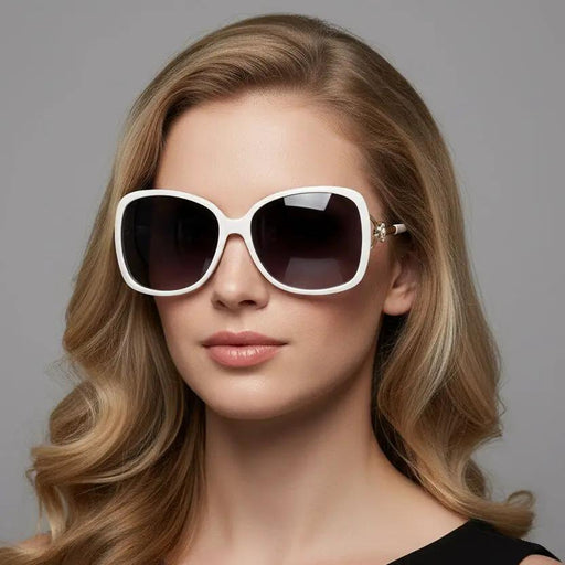 Polarized Lens Flower Deco Sunglasses - WHITE