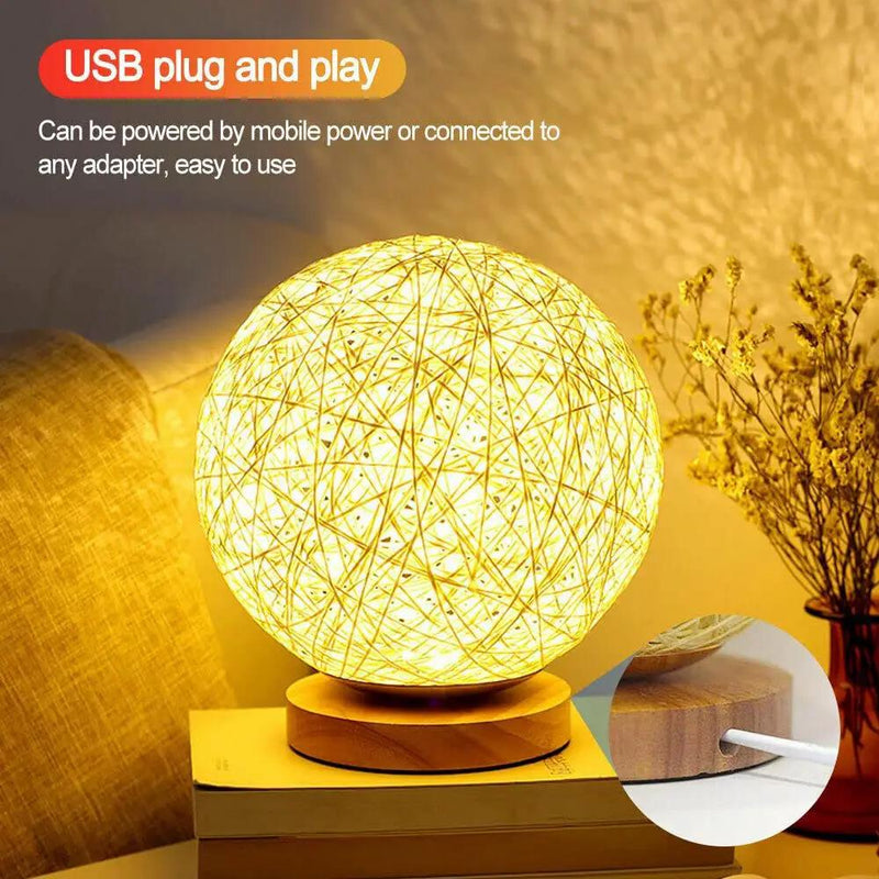 Rattan LED Table Desk Bedside Night Light Lamp 15cm – view 4