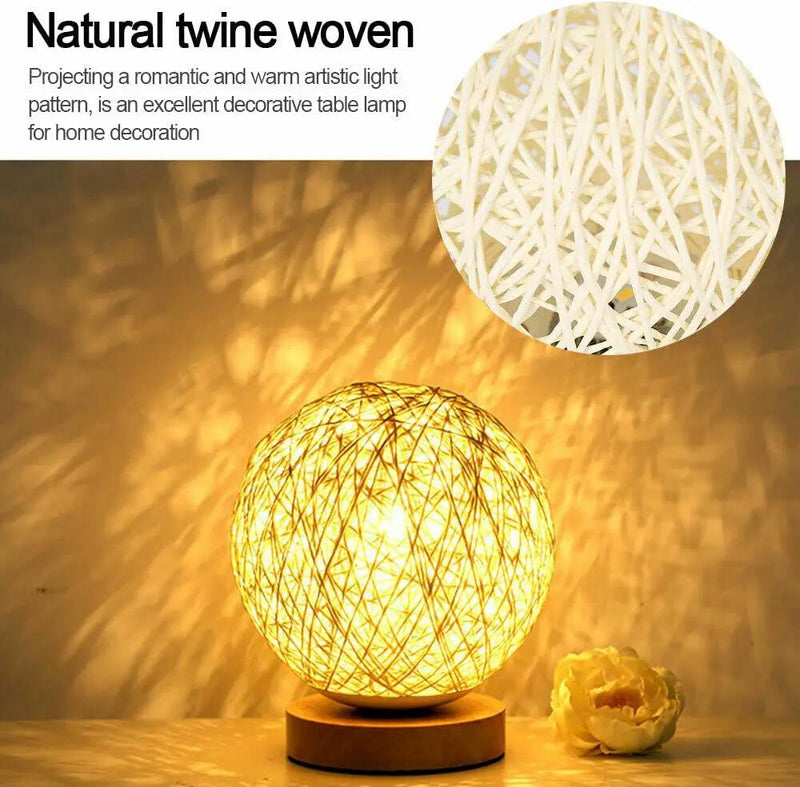 Rattan LED Table Desk Bedside Night Light Lamp 15cm – view 6