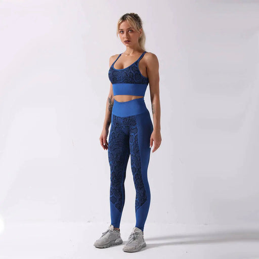 Seamless Snake Print Yoga Set for Women - Moisture-Wicking 2-Piece Activewear | Fitness Outfit – view 1