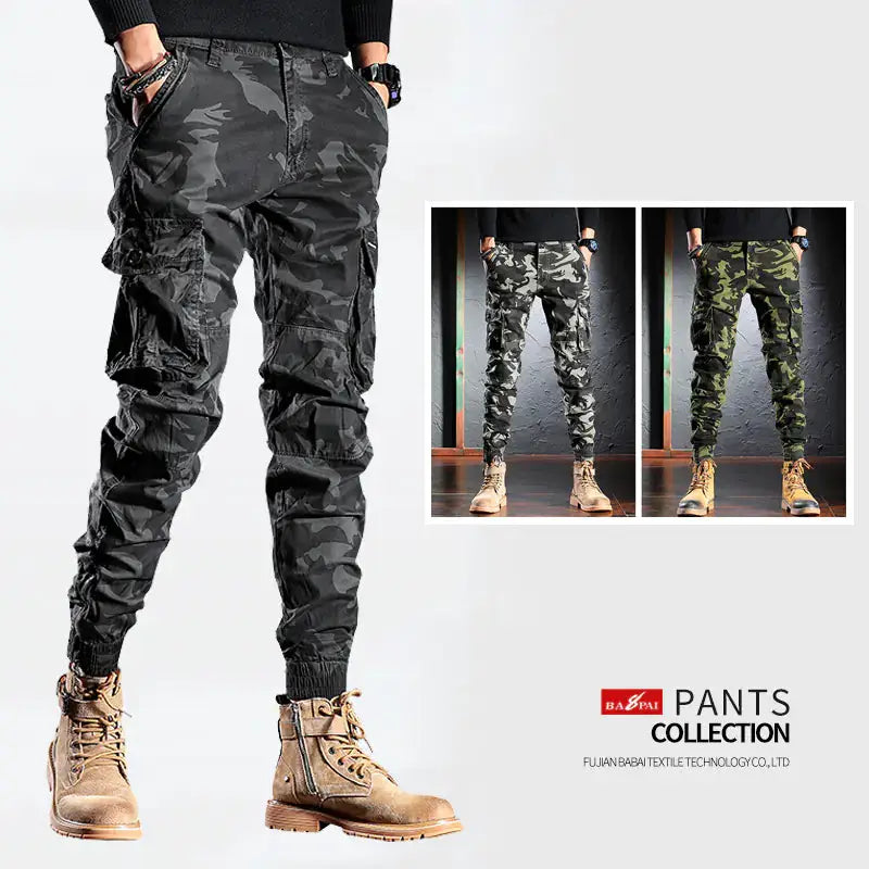 Men's Oversized Camouflage Cargo Pants - Multi-Pocket Outdoor Trousers – view 18