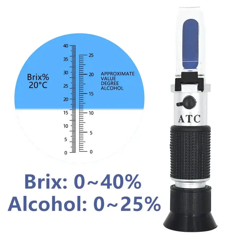 Handheld 0–40% Sugar & 0–25% Alcohol Refractometer (available with or without box) – view 5