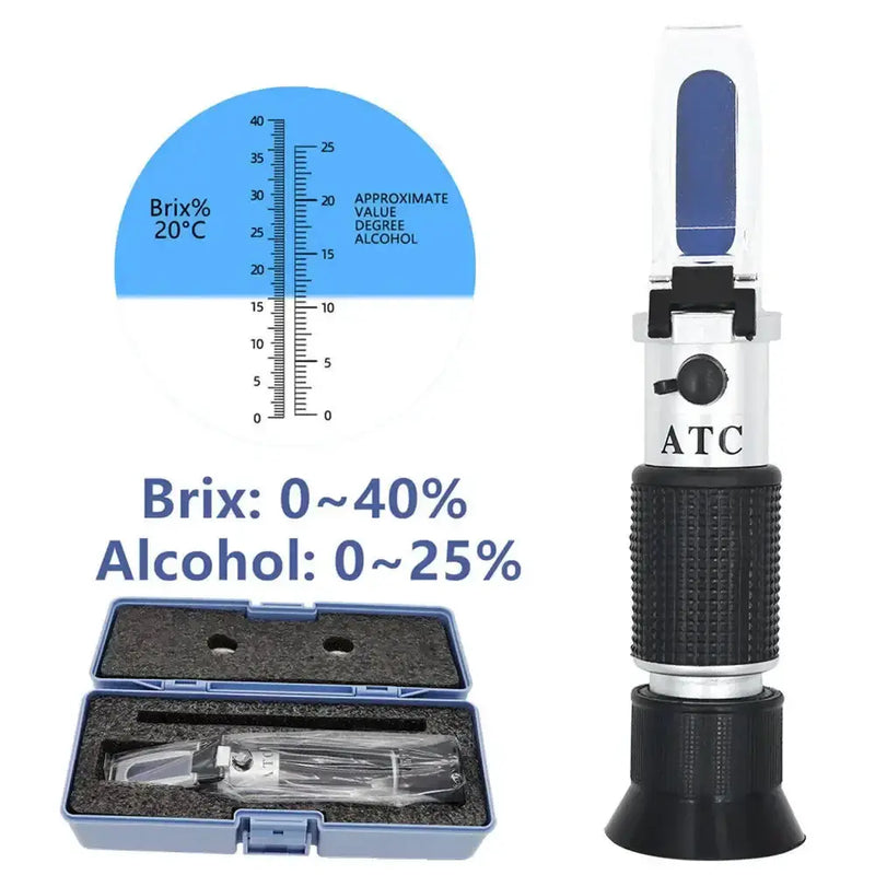 Handheld 0–40% Sugar & 0–25% Alcohol Refractometer (available with or without box) – view 3