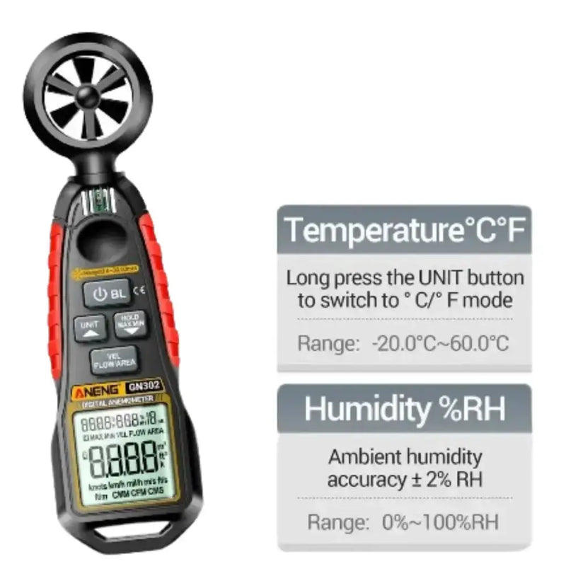 Habicare HBC Handheld Anemometer Habicare GN302 Digital Anemometer Wind Speed Meter