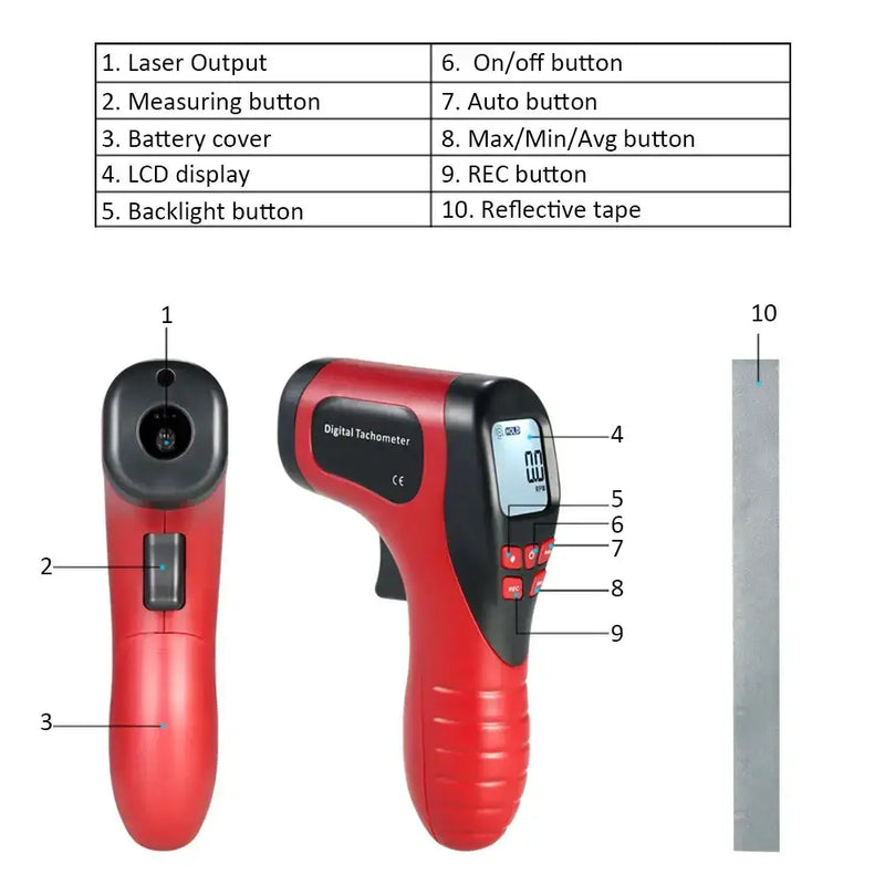 Habicare HBC Handheld Digital Tachometer Habicare Digital Laser Tachometer for RPM Measurement