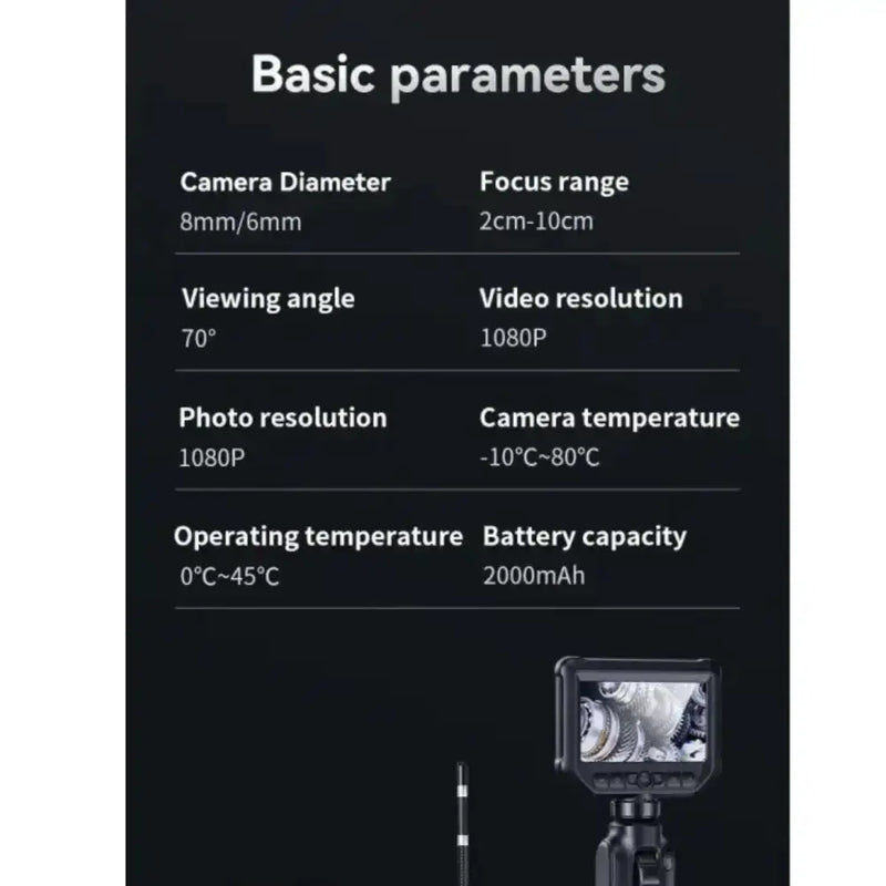 Habicare HBC Handheld Endoscope Camera (4.3”) Two-Way Articulating Borescope Camera