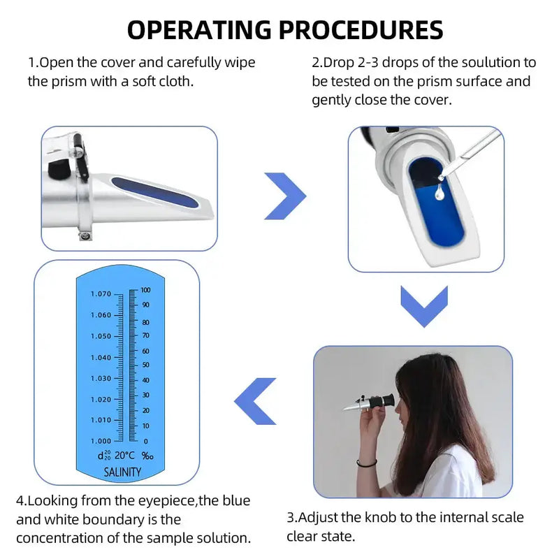 Handheld Refractometer Sea Salt Salinity Meter 0–10% (available with or without box) – view 7