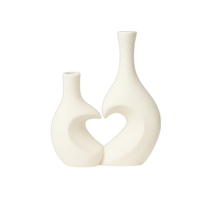 Frankly Cotton Heart Unity White Ceramic Vase Pair – view 3