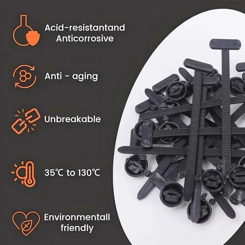 Habicare Heavy-Duty Nylon Self-Locking Zip Ties with Buckle & Pin Button Heavy-Duty Nylon Self-Locking Zip Ties with Buckle & Pin Button