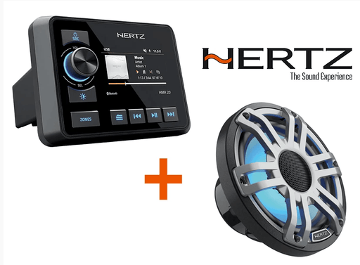 Hertz Marine Audio Pack HMR20 Head Unit With Black Premium LED Speakers For Boats Premium Sound On Water – view 2
