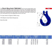 HES NZ LTD Sling Hook Sling Hook G100 - Thiele XL Clevis 10mm 4T Sling Hook G100 Thiele XL Clevis 10mm 4T